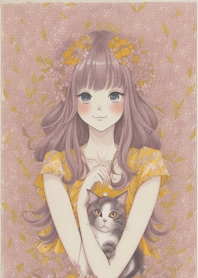 Girl and cat qXhrv