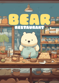 cute bear in restaurant