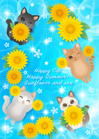 HappyCat Happy Summer! Sunflower and sea