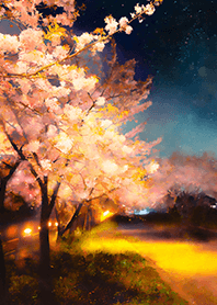 Beautiful night cherry blossoms#698