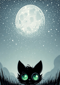 Black cat under the starry sky fABd39
