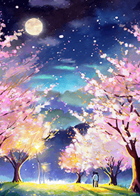 Beautiful night cherry blossoms#1204