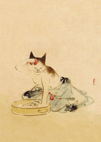 歌川広重《猫の化粧》