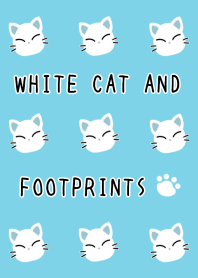 WHITE CAT AND FOOTPRINTS-MINT GREEN