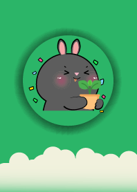 Simple Black Rabbit Love Green Color(JP)