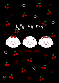 Dog love cherry minimal black cute