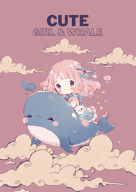 Cute girl and whale