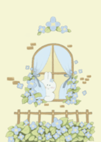 Bunny and blue flower, (Revised Version)