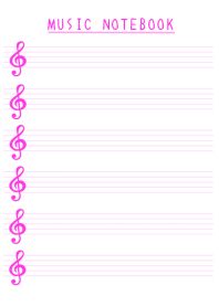 PINK COLOR MUSICAL NOTESj-WHITE