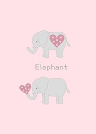 Elephant - Pink Love Heart