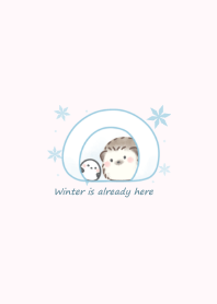 Hedgehog and Shimaenaga -winter- pink