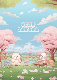 cute bear in sakura park in japan
