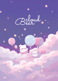 cute bear on purple cloud