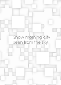 空から見た雪の朝の街