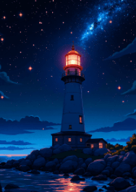 Lighthouse starry sky