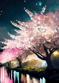 Beautiful night cherry blossoms#2029