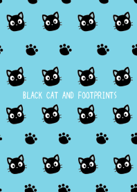 BLACK CAT AND FOOTPRINTS-MINT GREEN-PINK