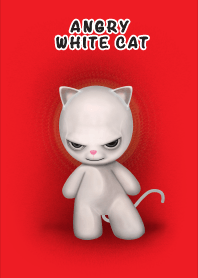Angry white cat