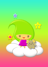 Cute girl and little mouse