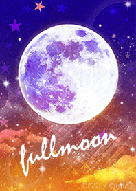 orange night sky & full moon from Japan