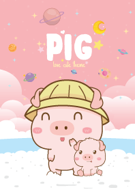 เจ้าหมูน้อย ริมทะเล สีชมพู