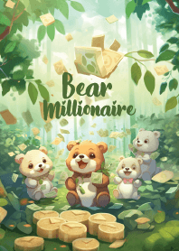 cute bear in garden of money