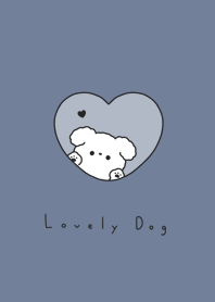 dog in heart/gray blue wh
