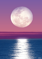 日落的大海和满月
