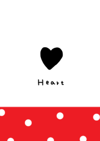 Black hearts and red polka dots.