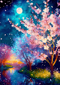 Beautiful night cherry blossoms#840