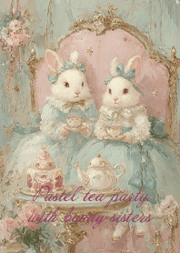 Pastel tea party with bunny sisters
