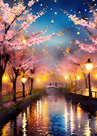 Beautiful night cherry blossoms#1615