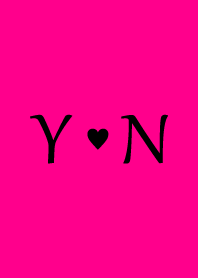Initial "Y & N" Vivid pink & black.