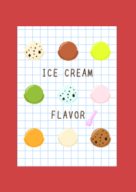ICE CREAM FLAVOR GRAPH PAPER/RED/BEIGE