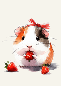 いちごとモルモットの癒し時間