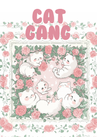 cat gang in rose flower