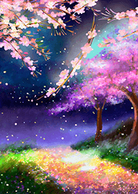 Beautiful night cherry blossoms#1848