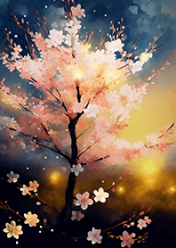 Beautiful night cherry blossoms#1507