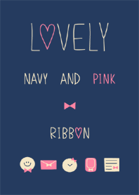 LOVELY NAVY AND PINK RIBBON