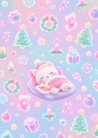 Sleeping Pastel Christmas Cat