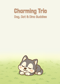 Charming Trio: Dog, Cat & Dino Buddies