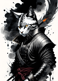 Ink wash cat samurai 867128