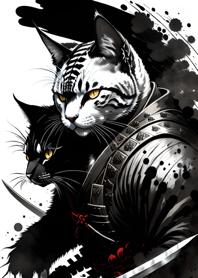 Ink wash cat samurai 35a0aF