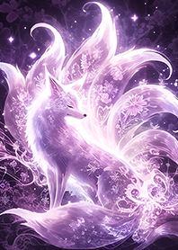 Stunning purple flower spirit fox JP