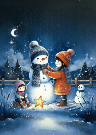 Little Girls and Snowman