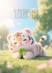 Kawaii Tiger In Clover Theme