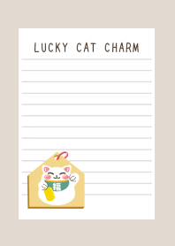 LUCKY CAT CHARM NOTEBOOKj-BEIGE