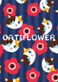 Japanese style cat and flower
