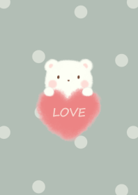 mokomoko heart -bear- green dot