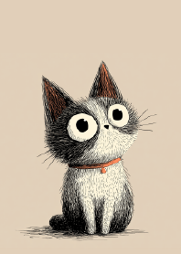 Vintage Sepia Crosshatch Cat